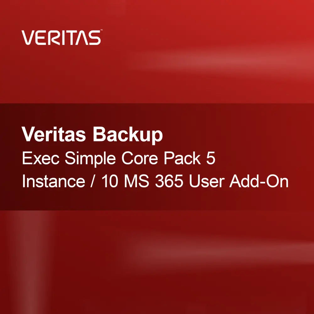 Veritas Backup Exec Simple Core Pack 5 példány / 10 MS 365 felhasználó kiegészítő